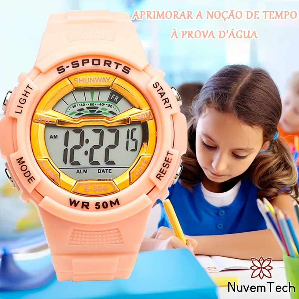 Relógio Digital Infantil A Prova De Água Relógio Eletrônico Feminino De Moda Simples Esportivo Redondo Com Tela LED
