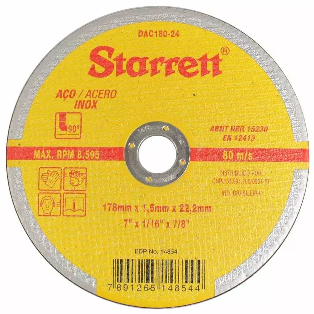 kit 24 Discos De Corte Starrett 7 Pol  Corte Metal E Aço Inox