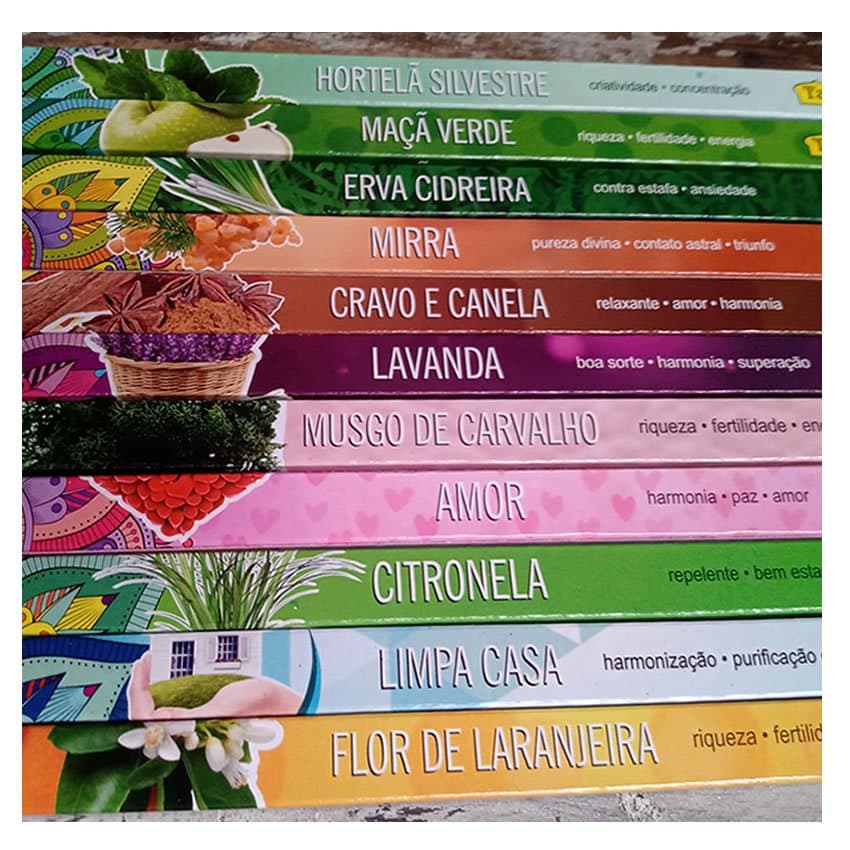 Kit Caixas Incenso Indiano  TAJ Aromas Sortidos relaxamento meditação os melhores 12 aromas diferentes