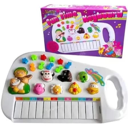 Piano Musical Animais Fun Time Sons de Vaca, Ovelha, Cachorro, Cavalo, Galinha e Pato