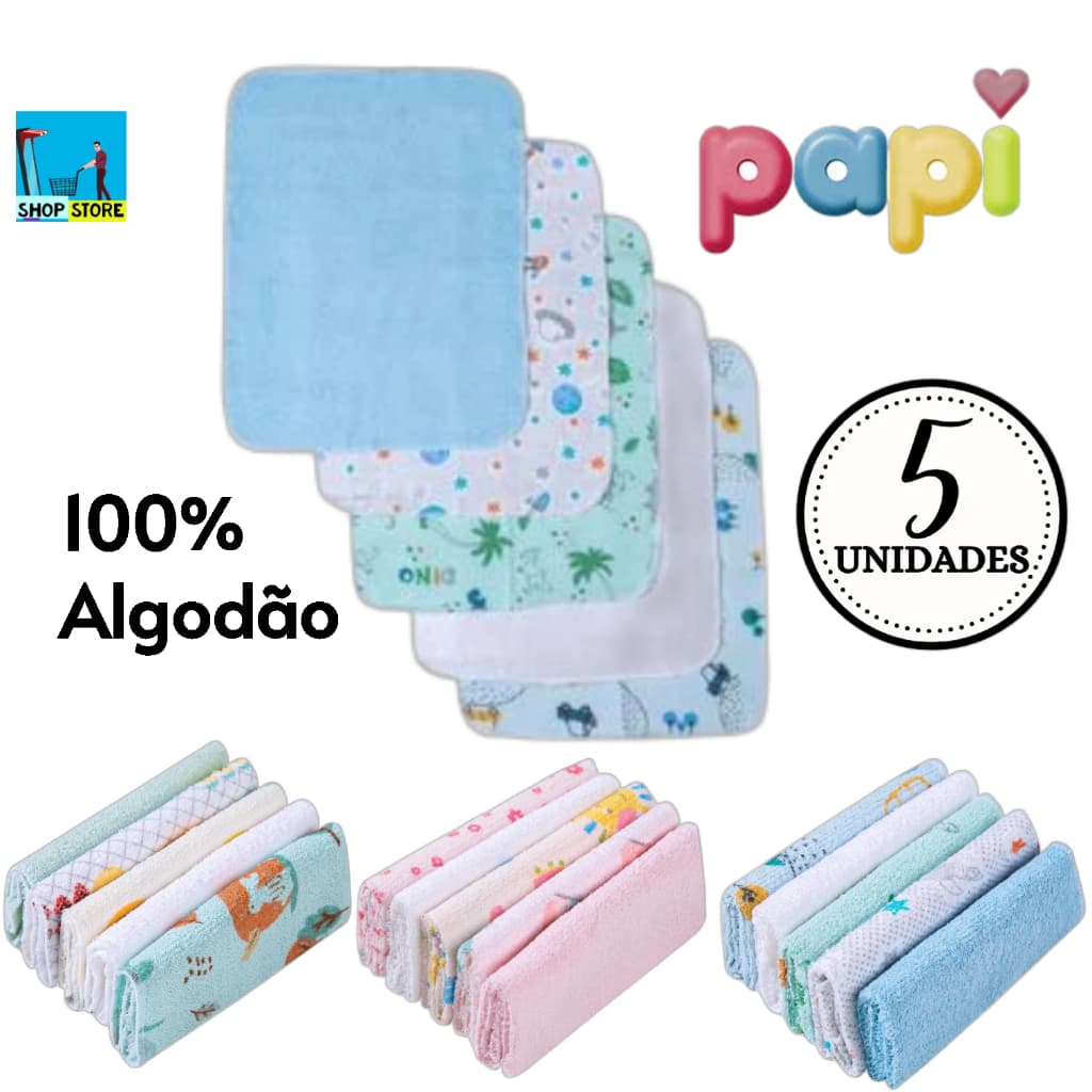 TOALHA TOALHINHA ESCOLAR  DE BOCA FELPUDA KARINHO ESCOLA ESTAMPADA 32CM X 25CM COM 5 UNIDADES