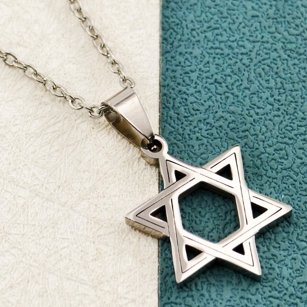 Elegância e Tradição Judaica pingente Colar Moderno Unissex com Estrela de Davi em Aço Inoxidável