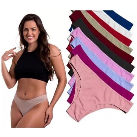 Kit 5 Calcinhas Tanga Básica Confortável Várias Cores Forro De Algodão Cotton