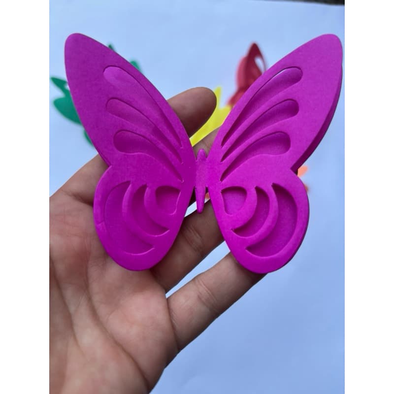 10 Borboleta 10 cm 3D vazada Decoração de Festa Jardim Encantado das BorboletasBorboletas candycolor Neo coloridas Rosa