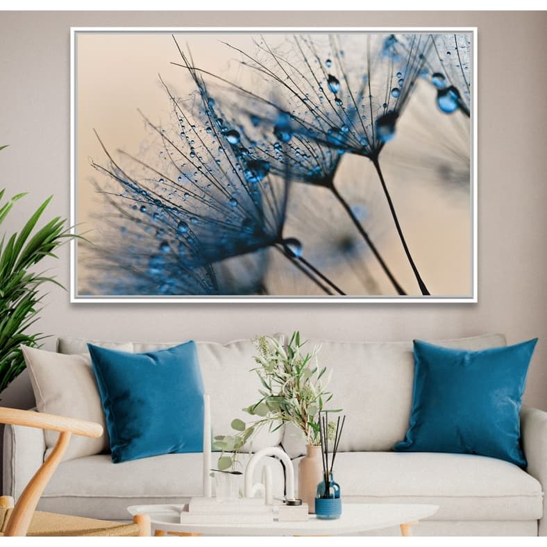 Quadro Decorativo Peça Unica Flor Dente de Leão Macro Gotas de Água