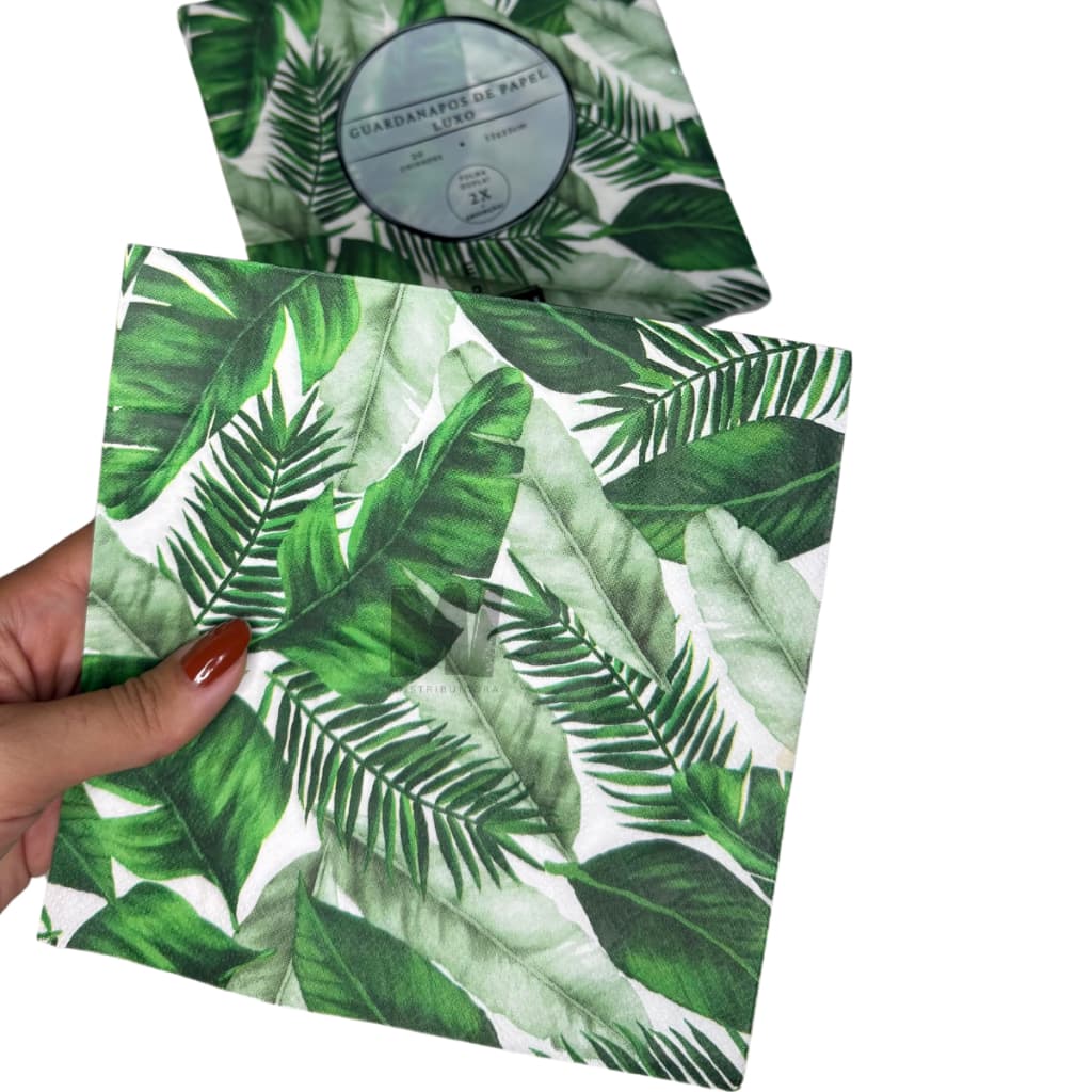 Kit 20 Guardanapos Papel Estampado Folhagem 33cm Folha Dupla