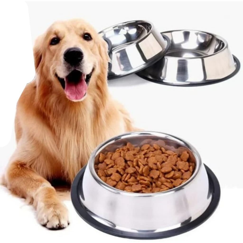 TIJELA COMEDOURO BEBEDOURO INOX 500ML TAMANHO M CACHORRO GATOS PET COELHO COR PRATA POTE RAÇÃO ÁGUA