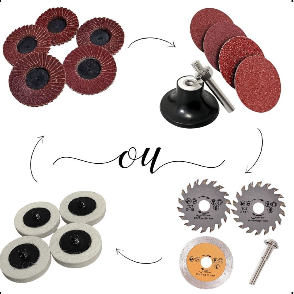 Mini Disco de Corte Desbaste Suporte Lixa Flap Mini Disco Limpeza Lãminas Serra Circular Feltro Lã 2" Polegadas