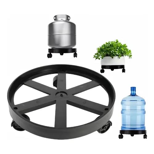 Suporte Reforçado com Rodinhas Para Botijão, Galão de Água e Vasos de Planta 30 cm Plástico - Micromax