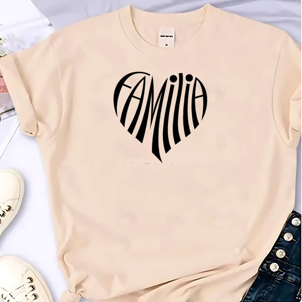 Camiseta T-shirt Família Linda Feminina 100% Algodão Confortável Camisa Premium