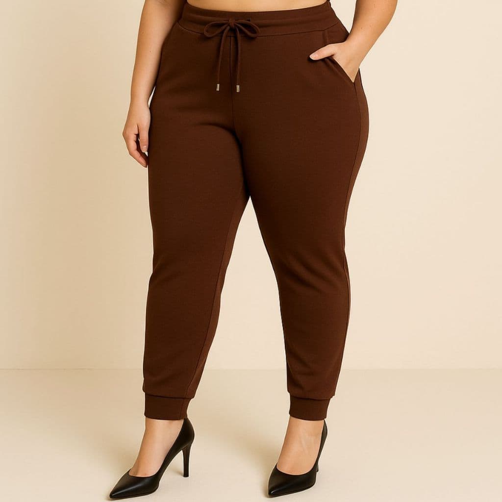 Calça Crepe Plus Size Skinny Montaria. Calça Plus Size Feminina no Crepe de Malha.