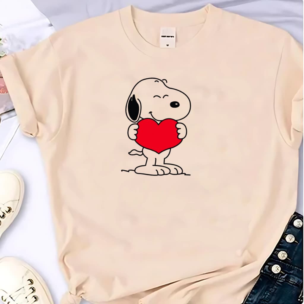 BlusaT-shirt Linda 100% Algodao Camiseta Feminina Snoop Coraçao Camisa Premium