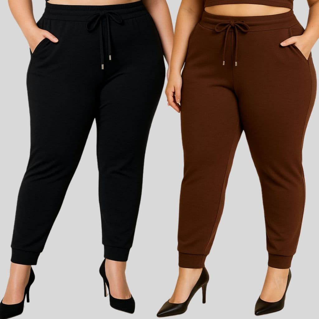 Kit 2 Calça Crepe Plus Size Skinny Montaria. 2 Calças Plus Size Feminina no Crepe de Malha.