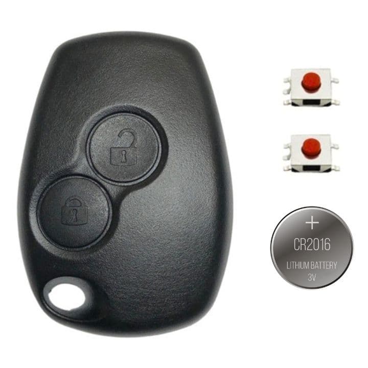 Kit Capa Frontal Reparo 2 Botões + Bateria Para Duster Clio Logan Sandero 2009 2010 2011 2012 2013