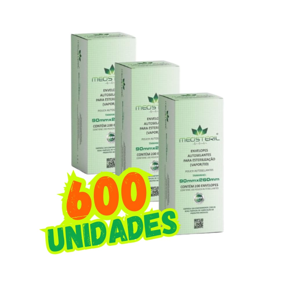 600 Unidades Envelope Autoclave 9x23cm Autosselante para Esterilização Manicure Dentista Podologia