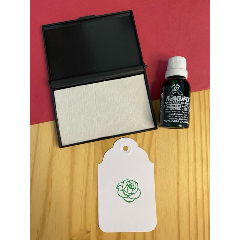 Almofada para carimbo em feltro marca real pen N2 + Tinta Cor: Verde