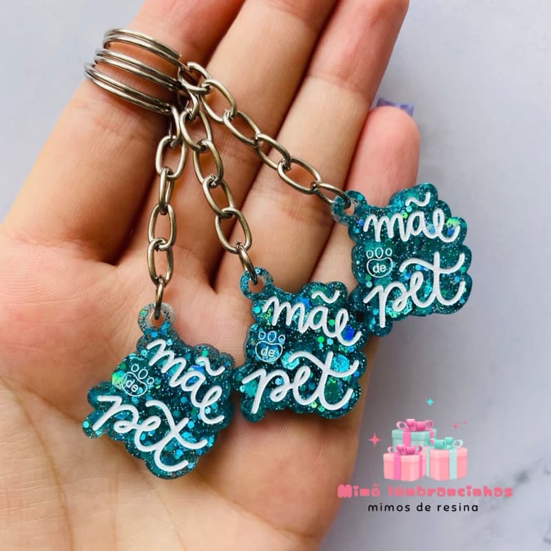 Mini chaveiro Mãe de Pet em resina | Lembrancinha Dia das Mães para pet shop | Kit 10 e 20 unidades