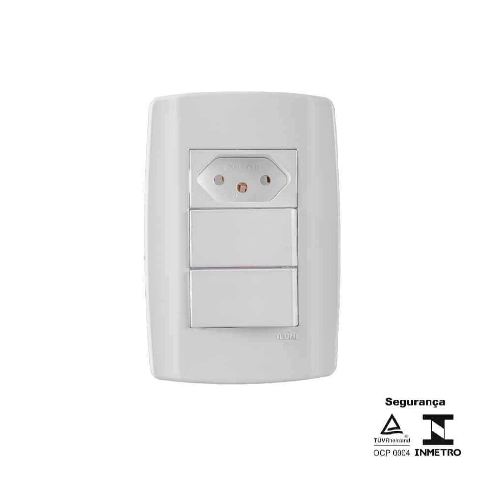 Conjunto 4x2 2 Interruptor Simples + 1 Tomadas Slim Ilumi