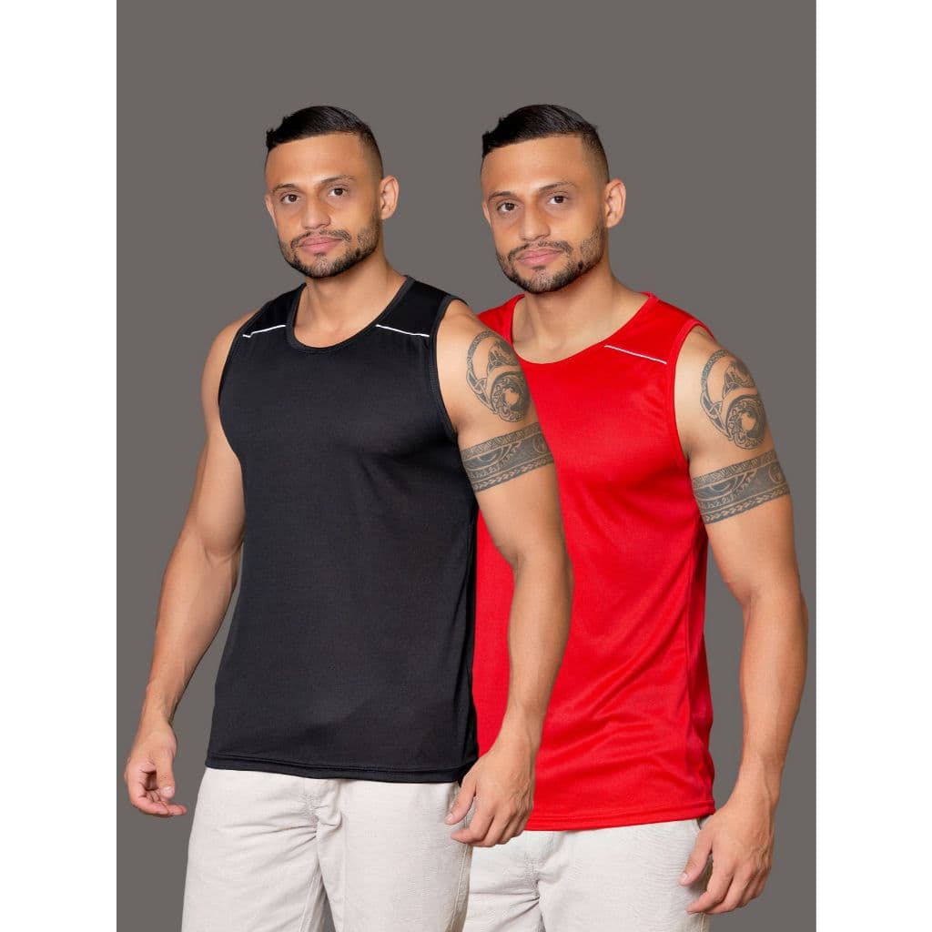 Kit 2 Camisetas Regata Masculina Básica Tecido Confortável Dry Fit Esportivas