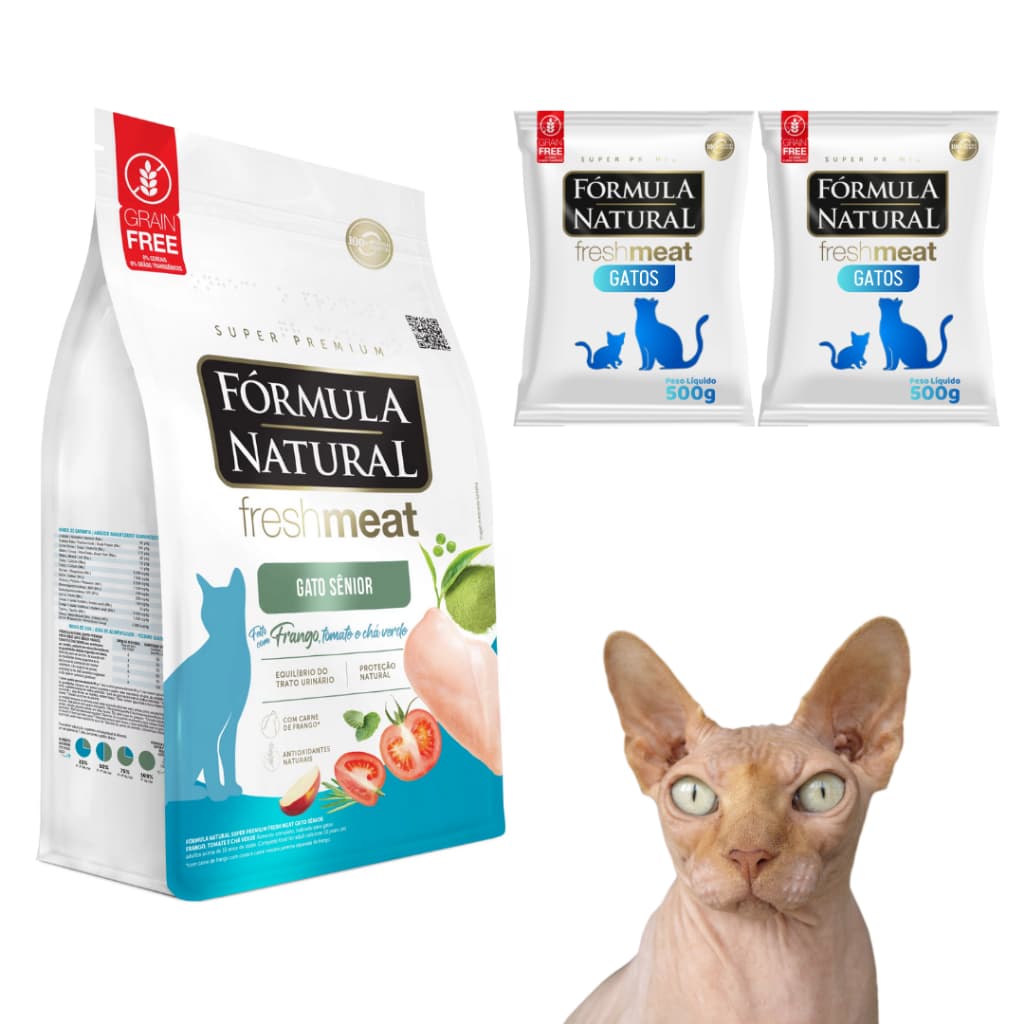 Pacote Formula Natural Fresh Meat Para Gatos Sênior Idosos Sênior Sabor Frango 500g