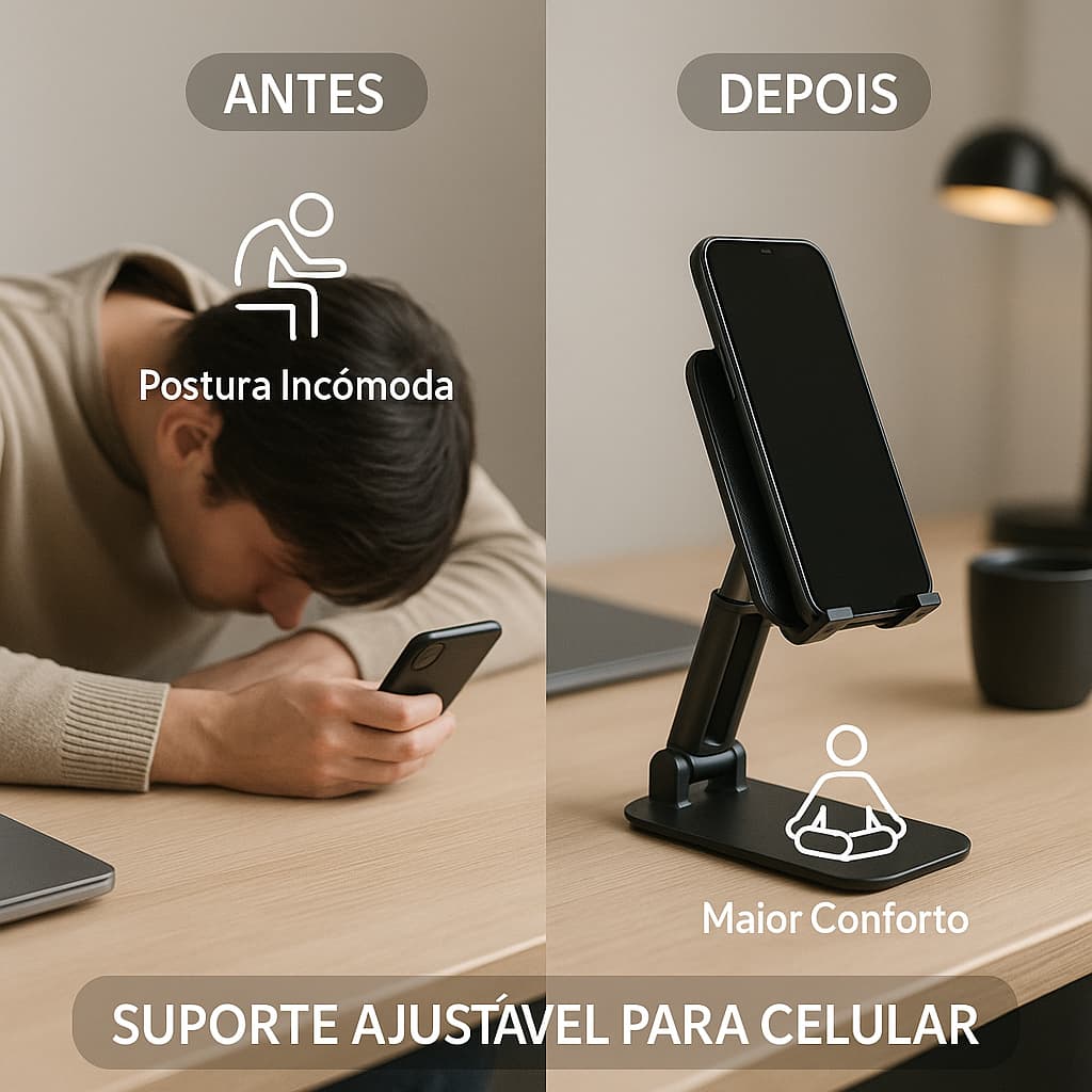 Suporte Para Celular E Tablet Ajustável Apoio Mesa