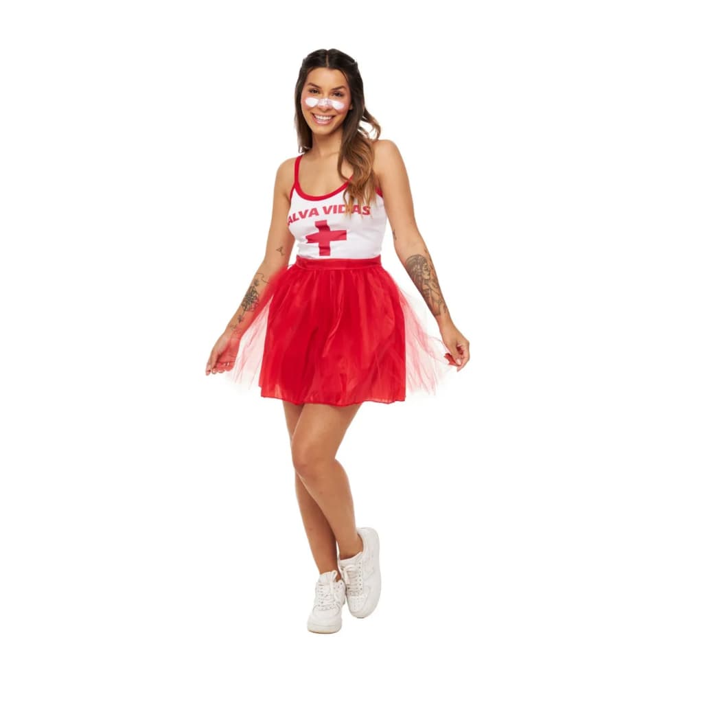 Fantasia Cosplay Salva Vidas Feminino Adulto Festas