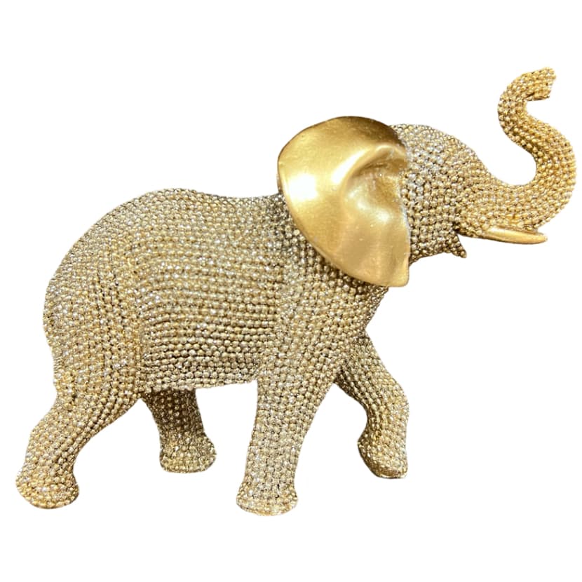 Elefante da sorte Estatueta Decorativa Resina com brilho dourada/ prata
