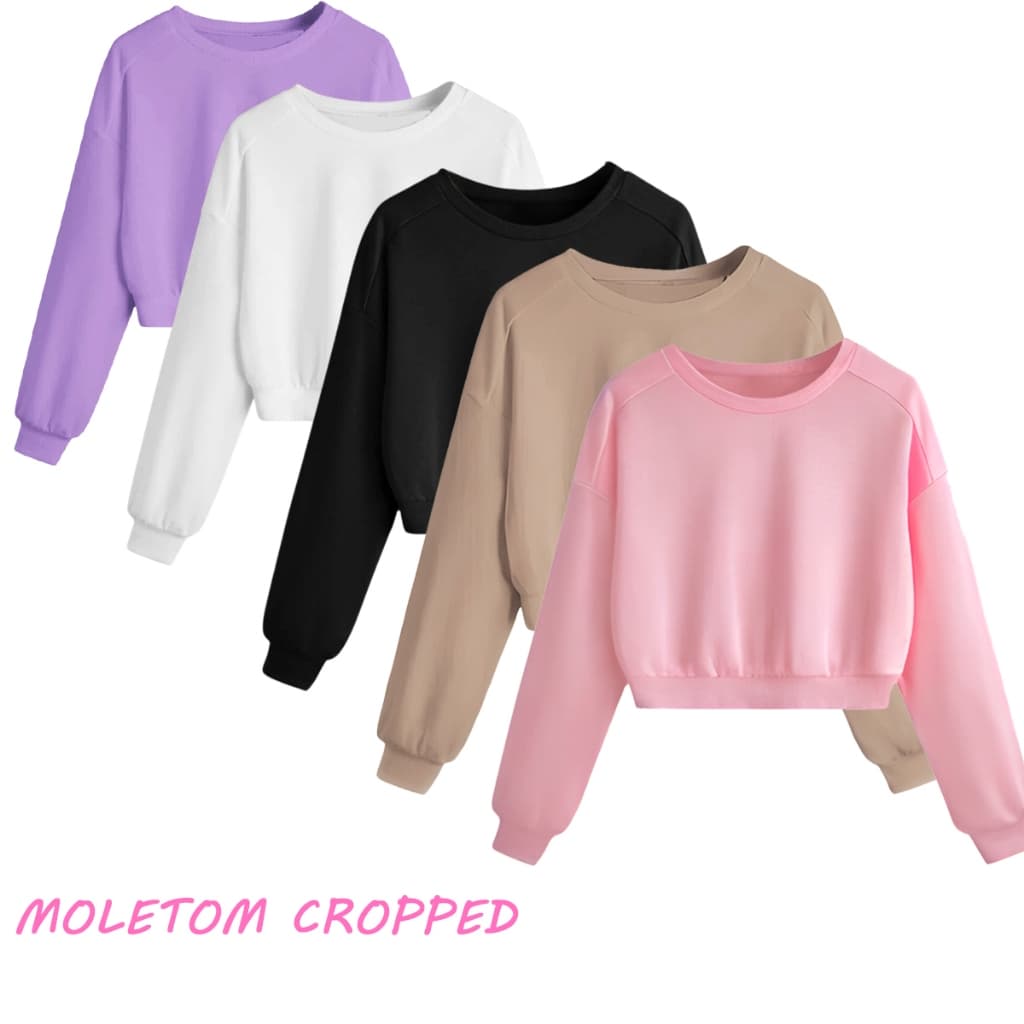 Moletom Cropped Feminino Agasalho Casual e Versátil Liso Sem Estampa