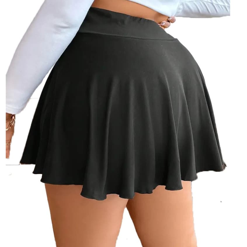 Short Saia Babado Plus Size Tapa BumBum Em Suplex Poliéster WOLFOX Fitness Academia