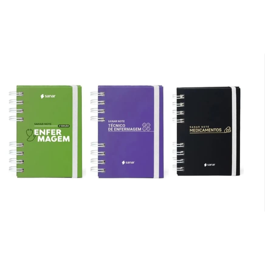 Sanar Técnico De Enfermagem + Sanar Note Enfermagem + Sanar Note Medicamentos + Kit Com 03 Livros