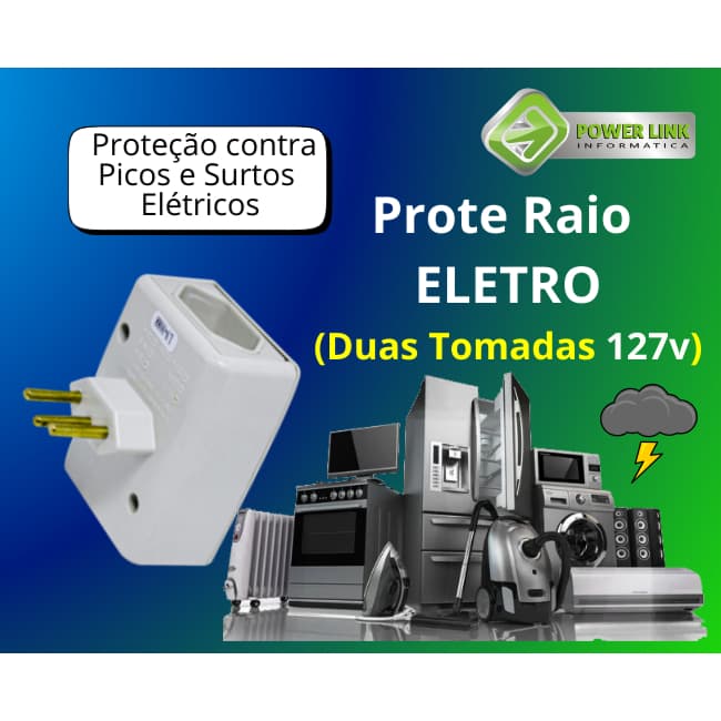 Protetor PROTE RAIO ELETRO PW 127v 10A ou BIVOLT 20A - Eletrodomésticos em geral DPS Tomada Protegida - Duas Tomadas