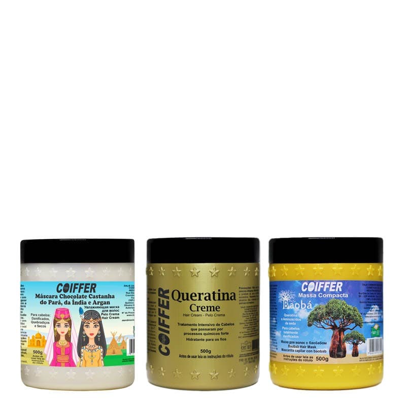 Kit Cronograma Capilar Coiffer Hidrata, Nutre, Reestrutura
