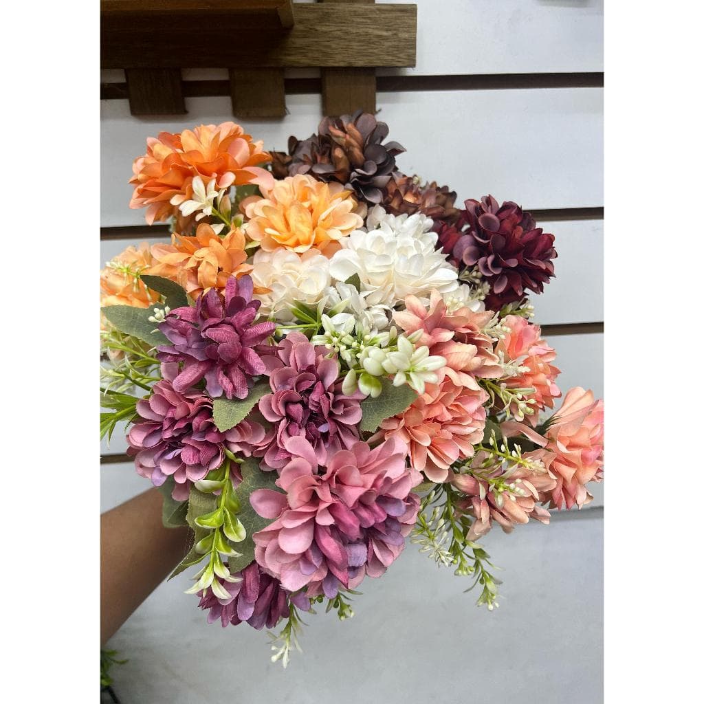 Flor Artificial Dália 30cm – 5 Ramos e 5 Flores – Decoração Elegante para decorações de mesa, banheiro....../H0029