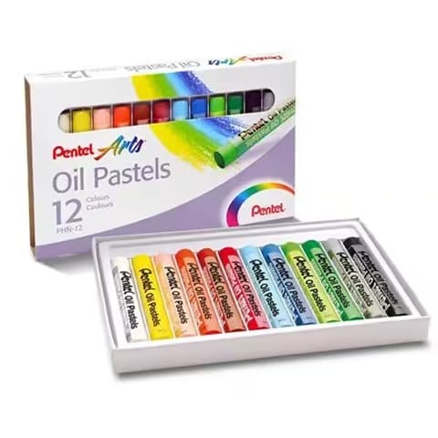Giz de Cera Pastel Oleoso com 12 Cores PHN-12 - Pentel - CX 12 UN