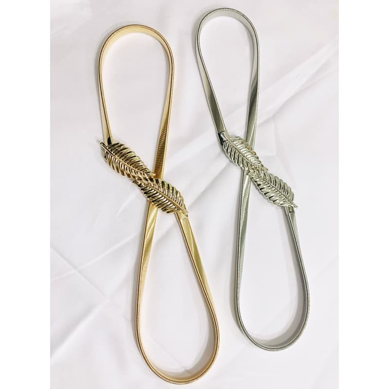 Cintos Finos Para Vestidos Elástico Trecho Feminino Cintura Cintos De Metal Folhas