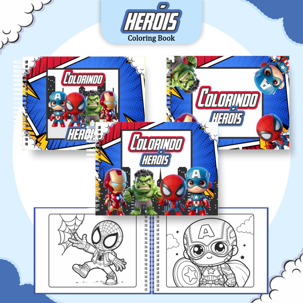 Caderno livro de colorir Heróis