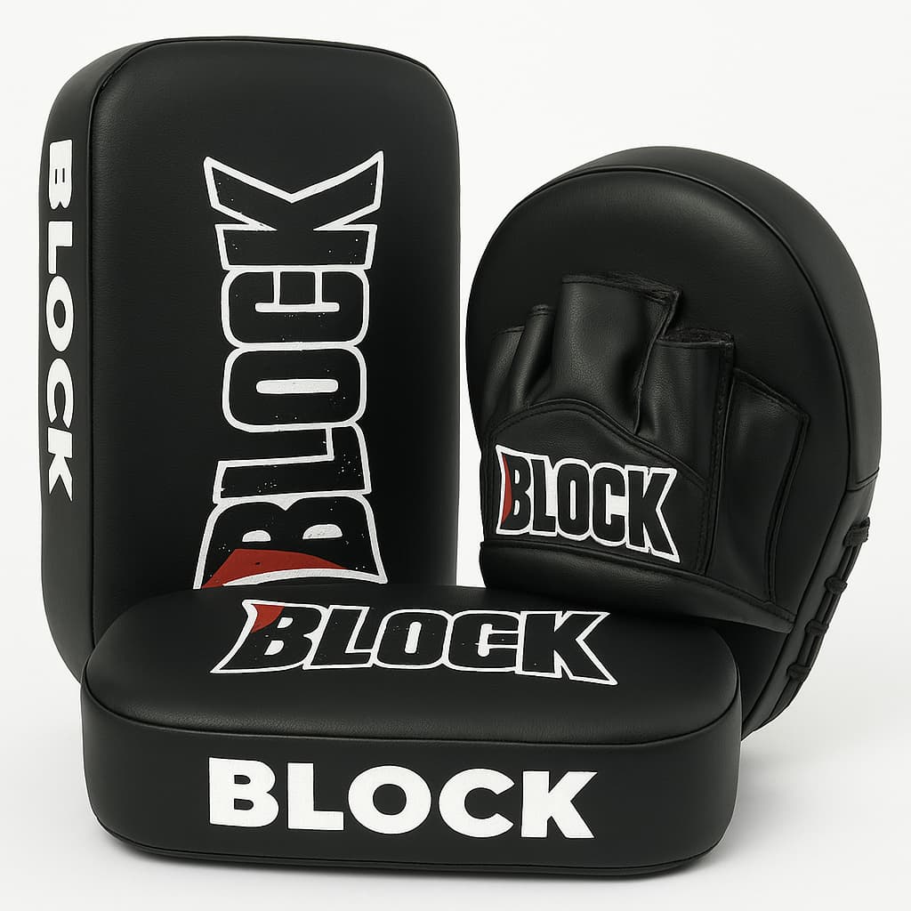 Kit Muay Thai Aparador De Chute e Manopla Treino Profissional de Muay Thai, Boxe, MMA Artes Marciais, Kickboxing, Karate