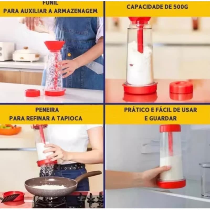 Tapioqueira Peneira Polvilhador - Armazena  Tapioca Farinha Cozinha Utensilio