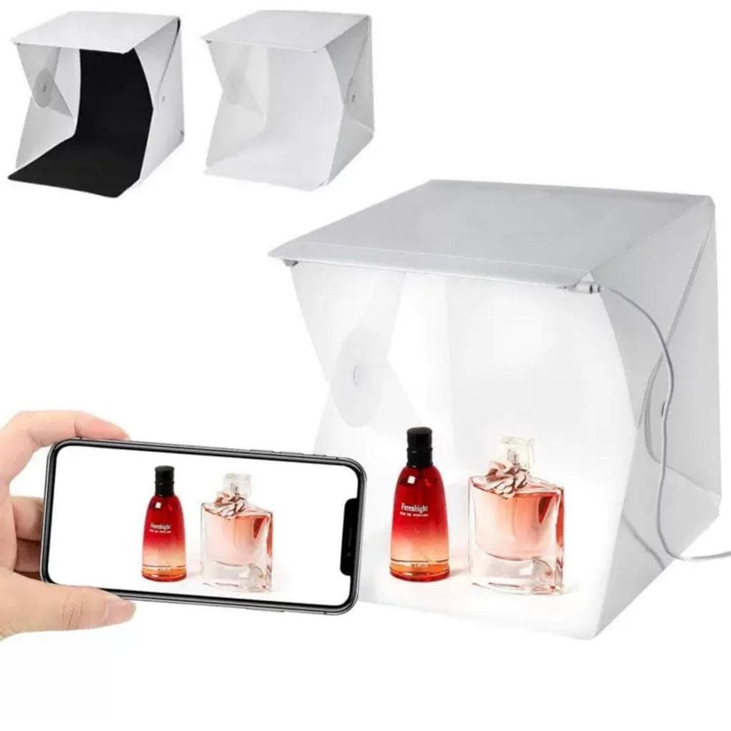 Mini Estúdio Fotográfico 20cm Led 2 Fundos Dobrável Portátil 110V/220V