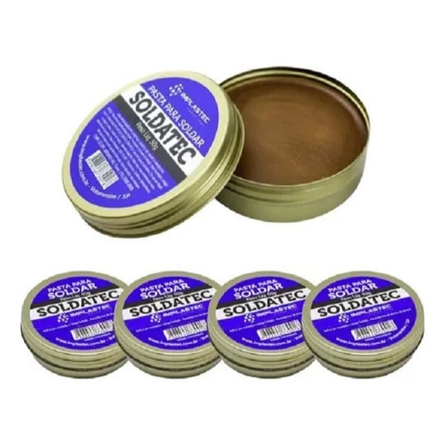 Kit 5 Pasta Para Soldar Pote 50g Soldatec Implastec