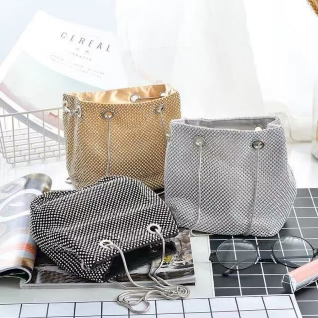 Bolsa de mão com strass, bolsa mensageiro portátil com corrente, estilo novo WT188-1