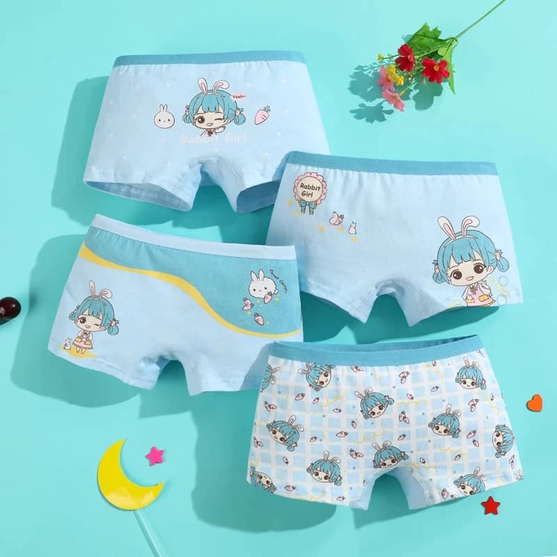 Kit 4 Calcinha Box Shortinho Infantil Menina Algodão Macio e Estampas Sortidas