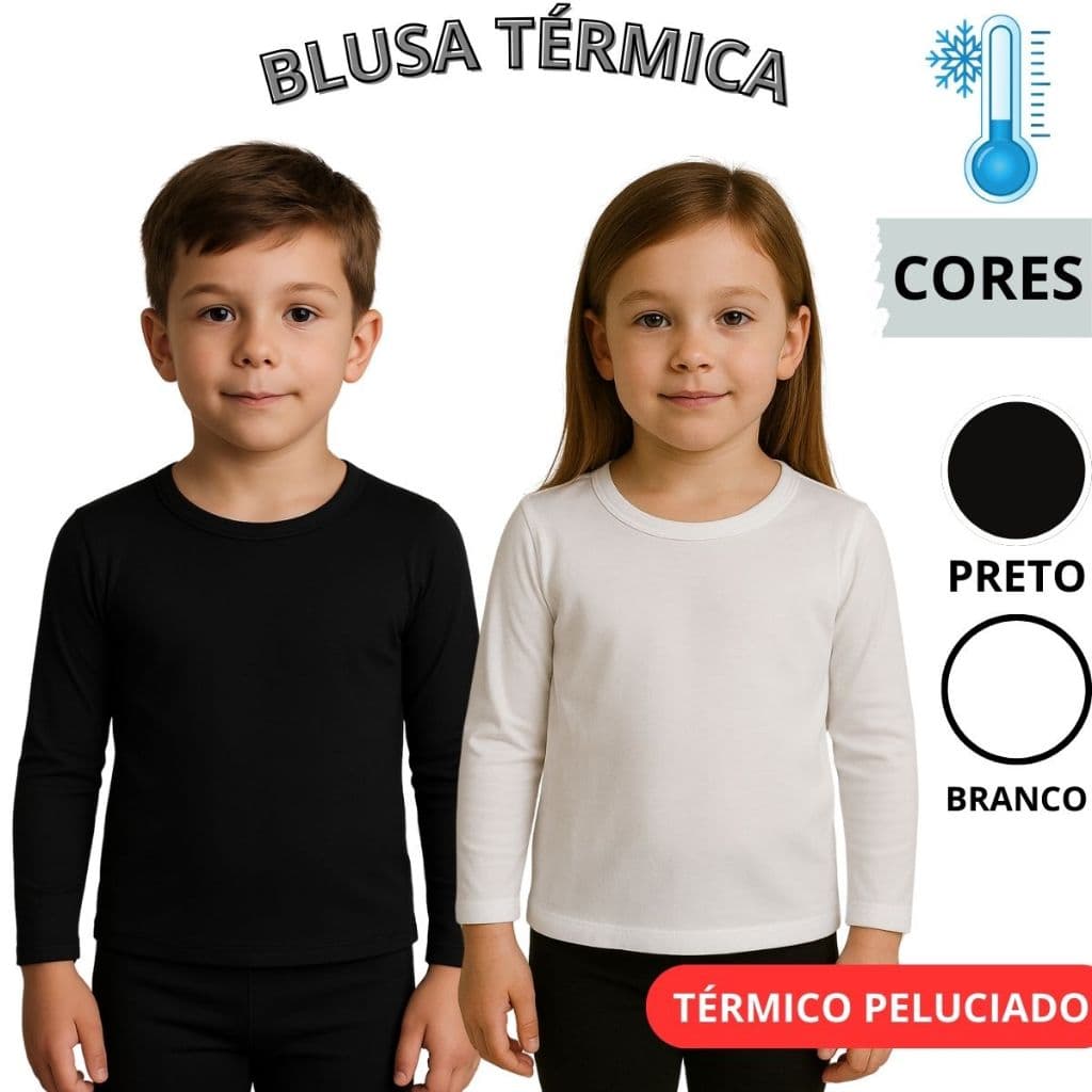 Blusa Térmica Infantil Juvenil Elian Unissex Segunda Pele Peluciada