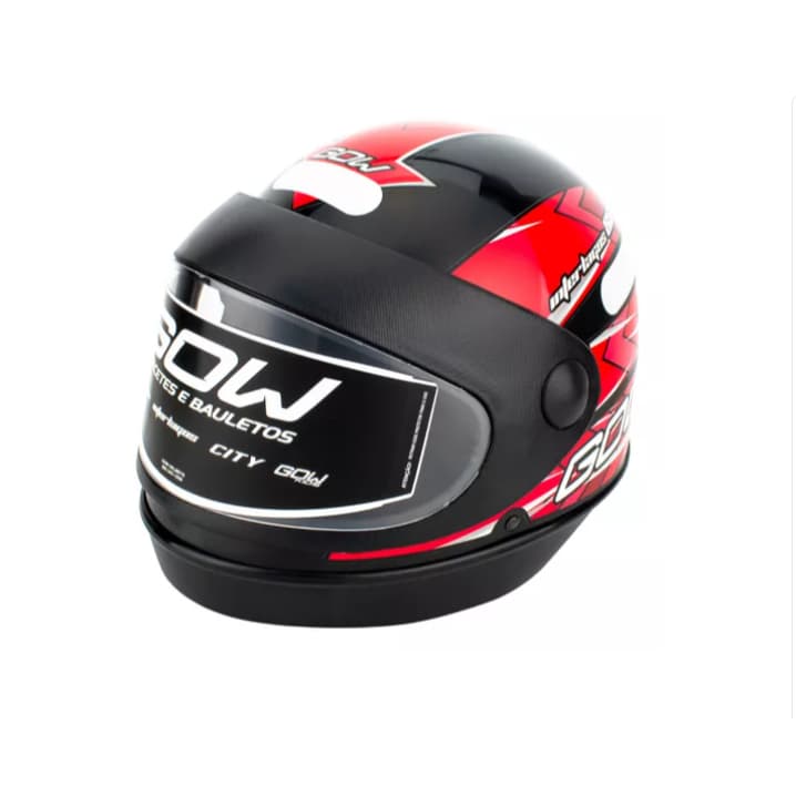 Capacete Interlagos Viseira Automática Preto - Vermelho Gow