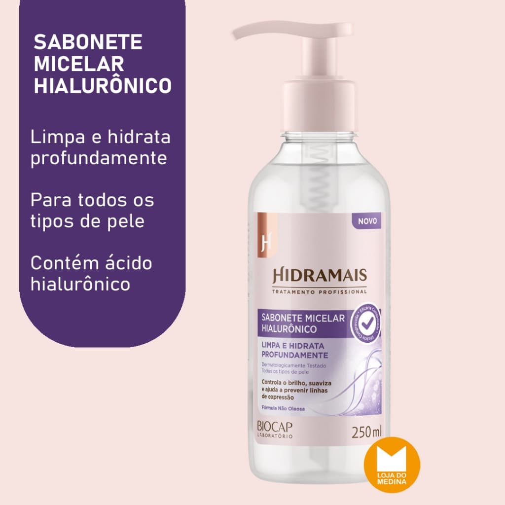 Sabonete Micelar Hialurônico | Limpeza e Hidratação - Hidramais - 250ml - Biocap