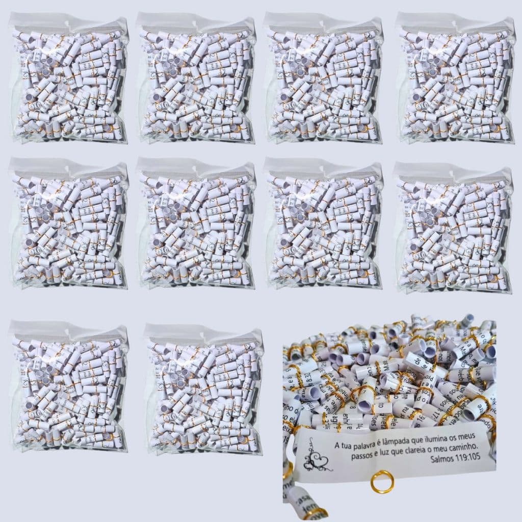 Kit 2000 Versículos Bíblicos Enroladinhos para Lembrancinhas em Casamentos, Eventos e Igrejas Branco