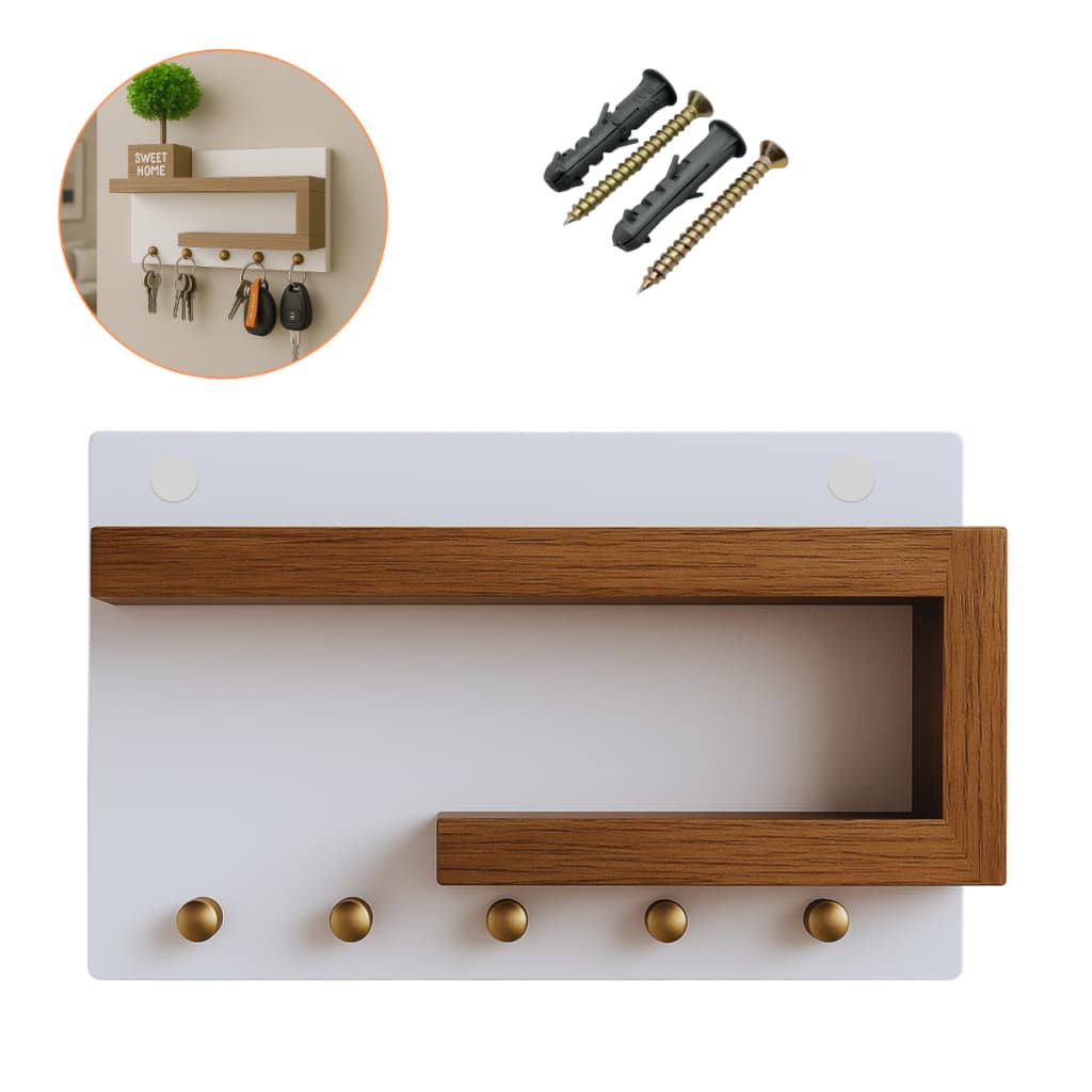 Porta Chave De Parede Organizador Com Prateleira Mdf
