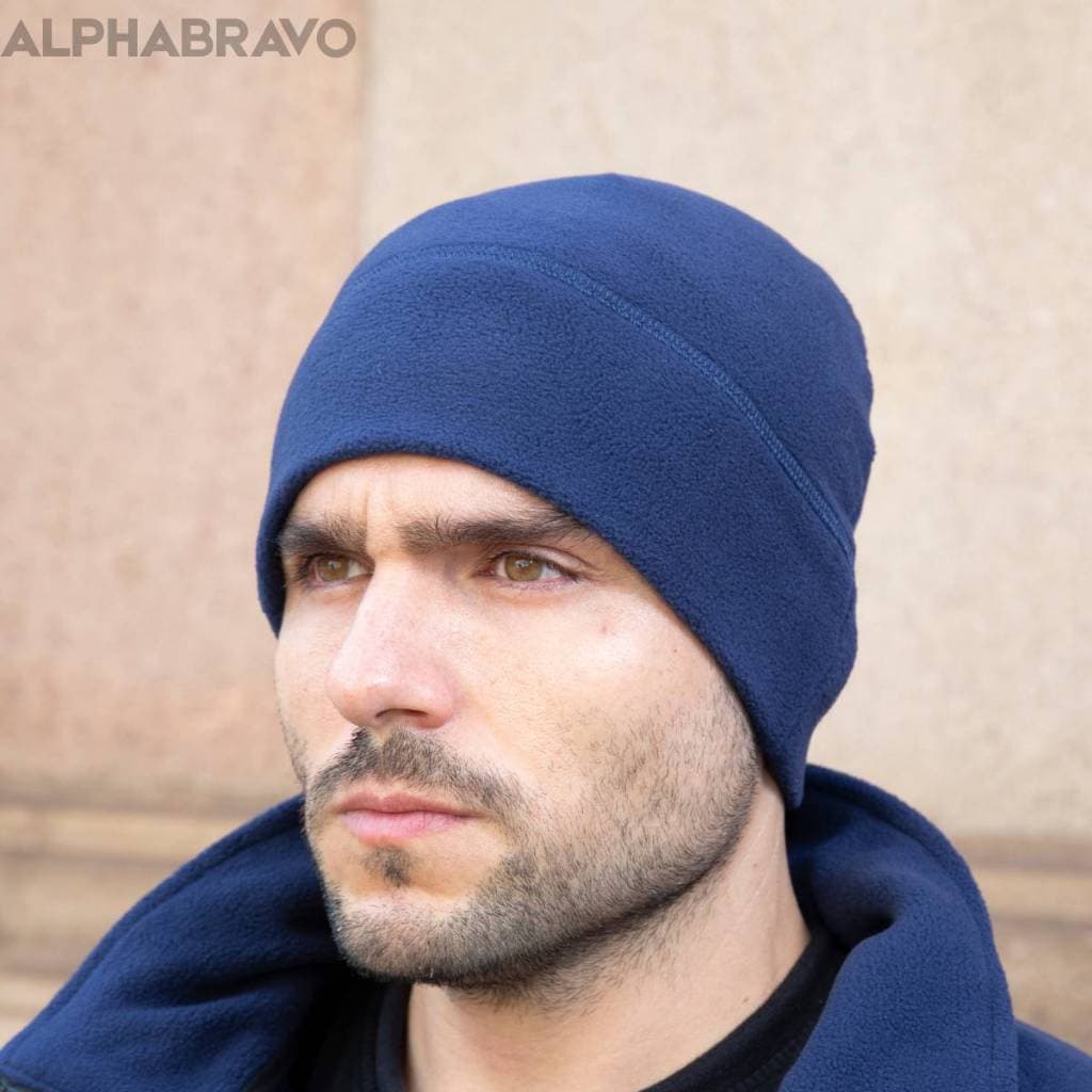 Touca Azul Marinho Gorro Fleece Quente Inverno Neve Fisherman Lenhador Marinheiro Rasa Adulta