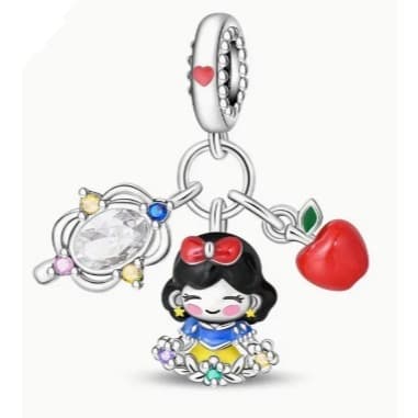 Berloque 100% prata 925 com Branca de Neve, espelho e maçã (princesa Disney filme) cod p.3