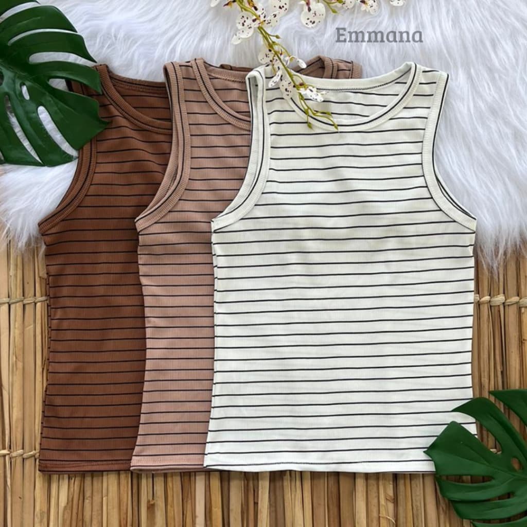 Kit 3 Regata Canelada Feminina Listrada Blusa Básica Camiseta Casual